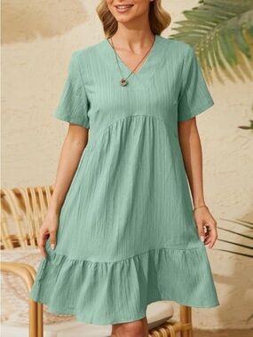Women’s lightweight v neck ruffle summer dress size large NWOT